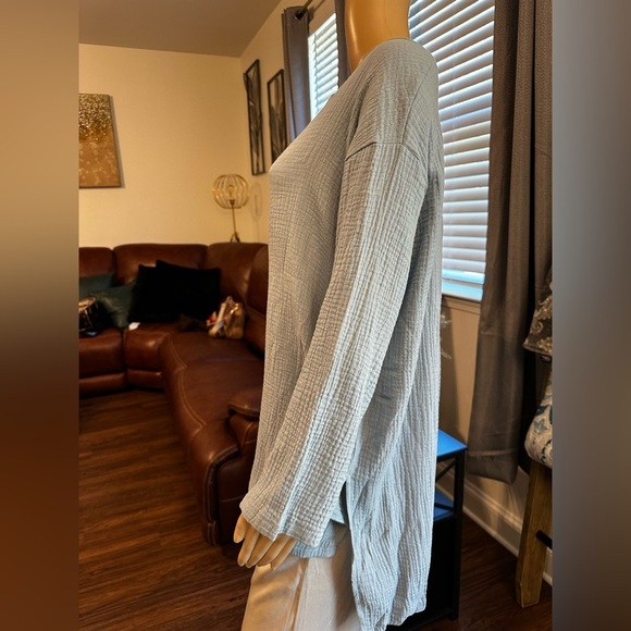 NiP-Plus Size Cotton Notch Neck Blouse - Picture 5 of 6